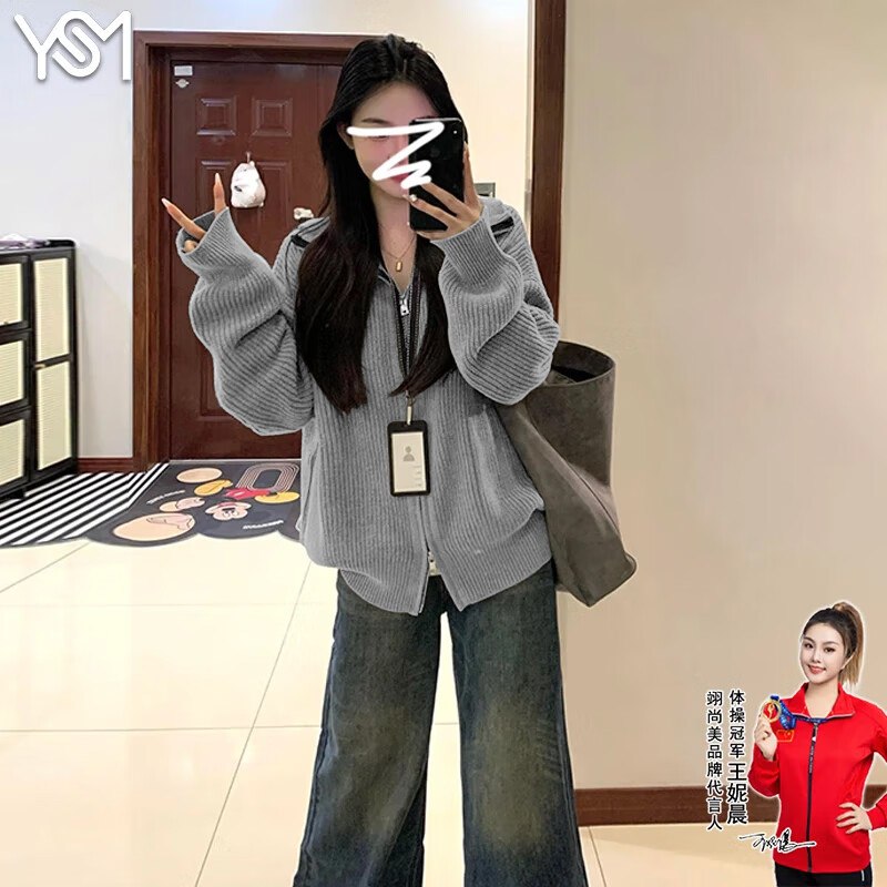 翊尚美服饰合集①秋冬慵懒风拉链毛衣外套