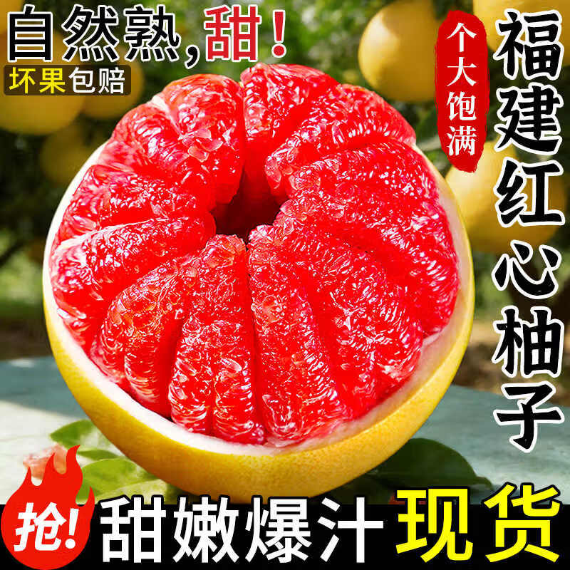 贡鲜果农 红心蜜柚净4.5-5斤拍下15.9元，精选2个装